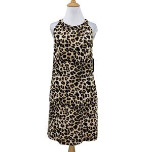 New York & Company Dress Womens XS Extra Small Cheetah Print Cotton Ring Neck